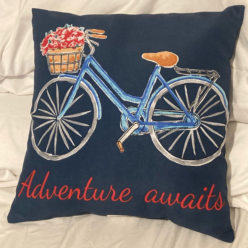 Adventure Awaits Bicycle Decorative Pillow